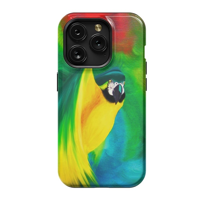 iPhone 15 Pro StrongFit Macaw Parrot Ara Oil on Canvas Painting  by BluedarkArt