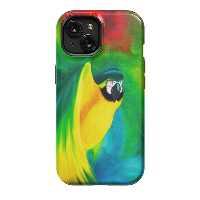 iPhone 15 StrongFit Macaw Parrot Ara Oil on Canvas Painting  by BluedarkArt