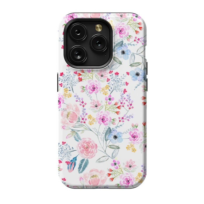 iPhone 15 Pro StrongFit Vintage floral Watercolor hand paint design by InovArts