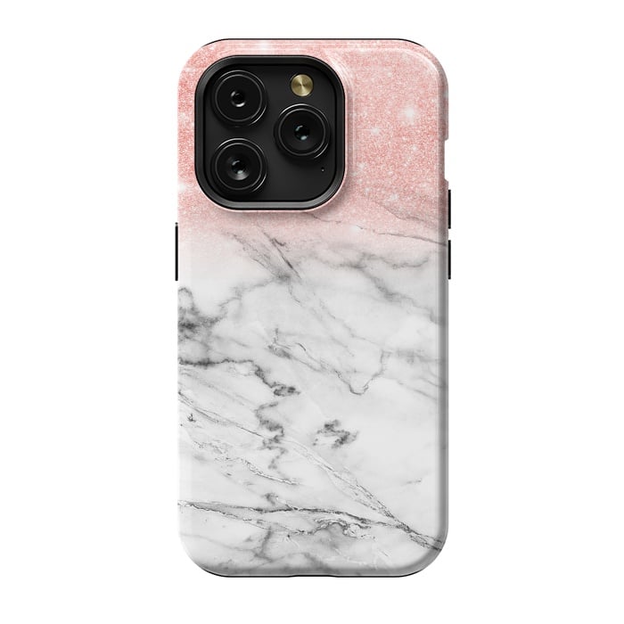 iPhone 15 Pro StrongFit Rose Gold Glitter on Marble by  Utart