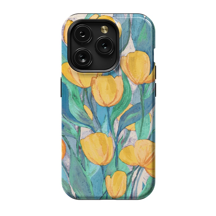 iPhone 15 Pro StrongFit Blooming Golden Tulips in Gouache  by Micklyn Le Feuvre