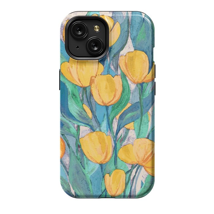 iPhone 15 StrongFit Blooming Golden Tulips in Gouache  by Micklyn Le Feuvre