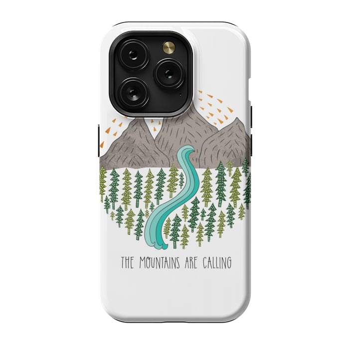 iPhone 15 Pro StrongFit Mountains Are Calling by Pom Graphic Design