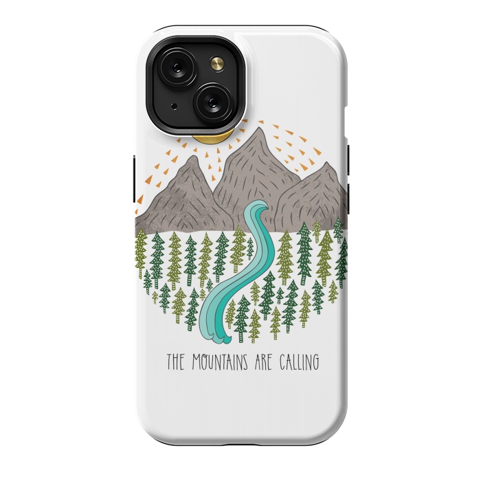 iPhone 15 StrongFit Mountains Are Calling by Pom Graphic Design