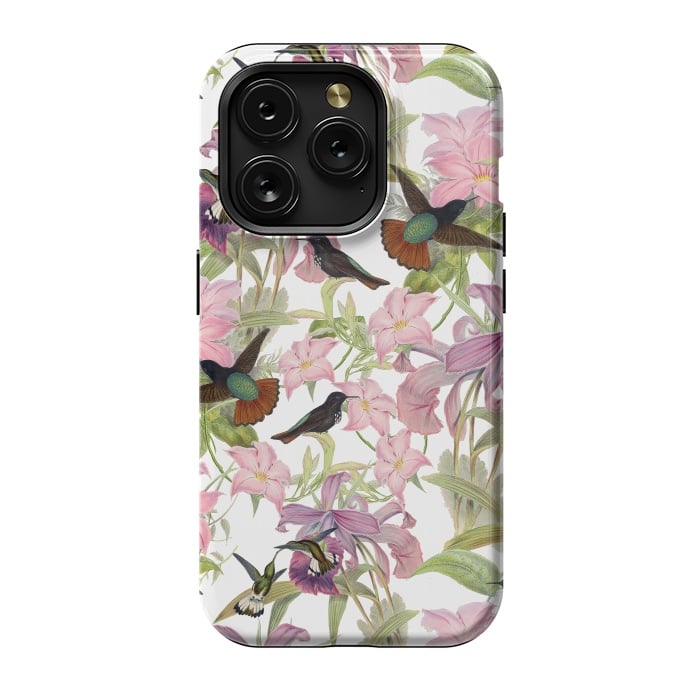 iPhone 15 Pro StrongFit Hummingbirds and Tropical Flowers by  Utart