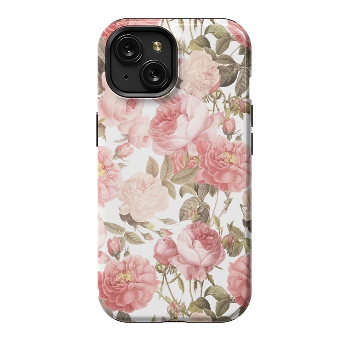 iPhone 15 StrongFit Peach Victorian Roses by  Utart