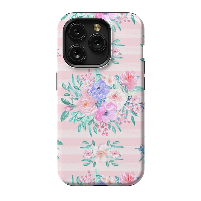 iPhone 15 Pro StrongFit Beautiful watercolor garden floral paint by InovArts