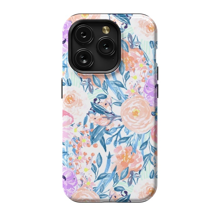 iPhone 15 Pro StrongFit Modern watercolor garden floral paint by InovArts