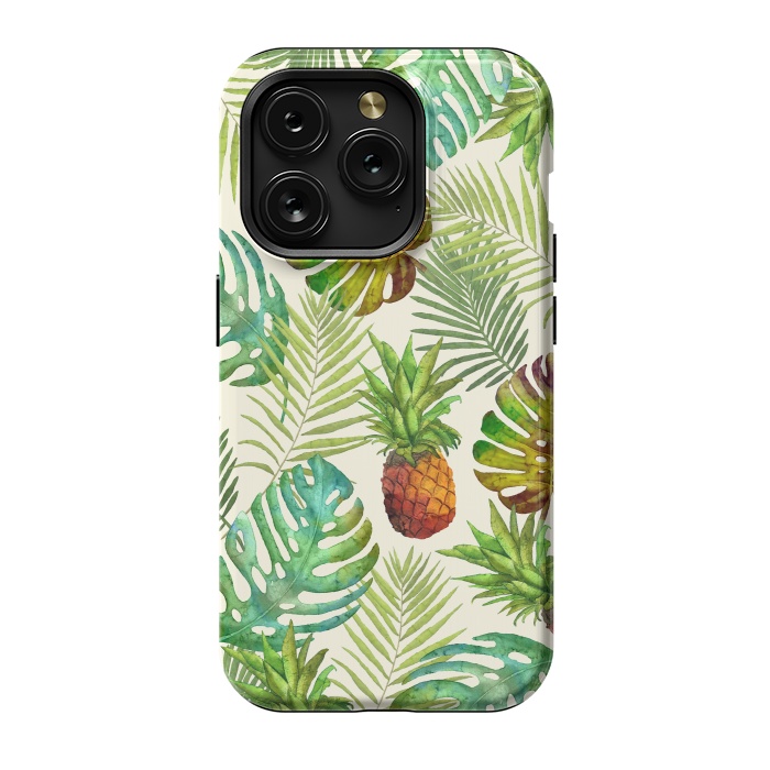 iPhone 15 Pro StrongFit Pineapple and Monstera by Creativeaxle