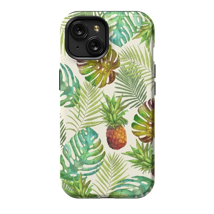 iPhone 15 StrongFit Pineapple and Monstera by Creativeaxle