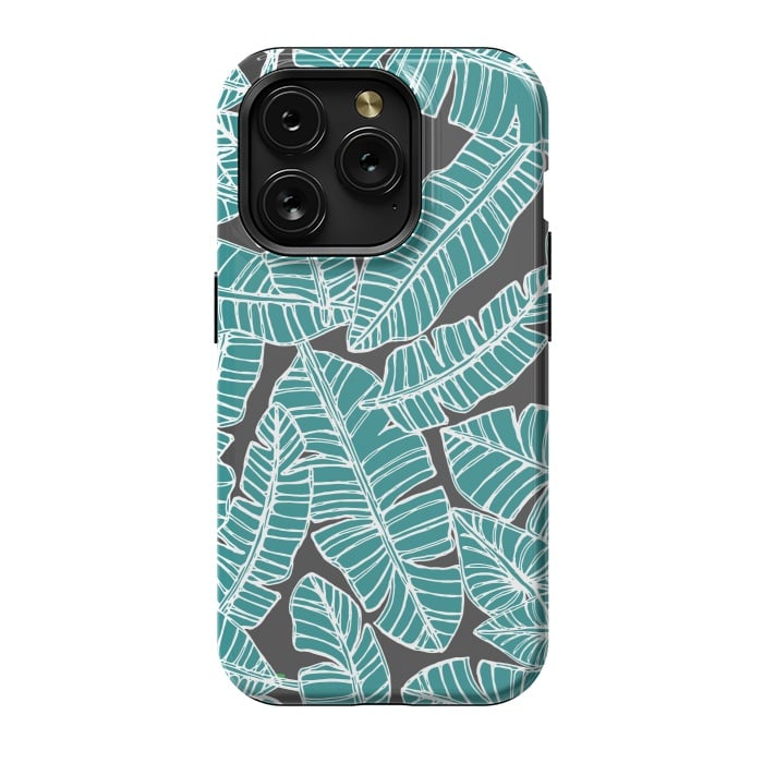 iPhone 15 Pro StrongFit Tropical Fronds by Pom Graphic Design