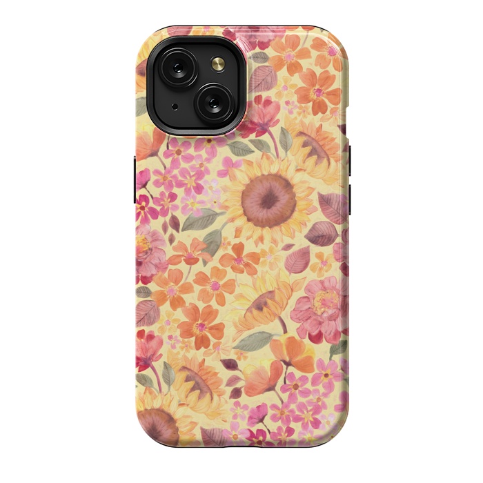 iPhone 15 StrongFit Happy Boho Autumn Floral  by Micklyn Le Feuvre