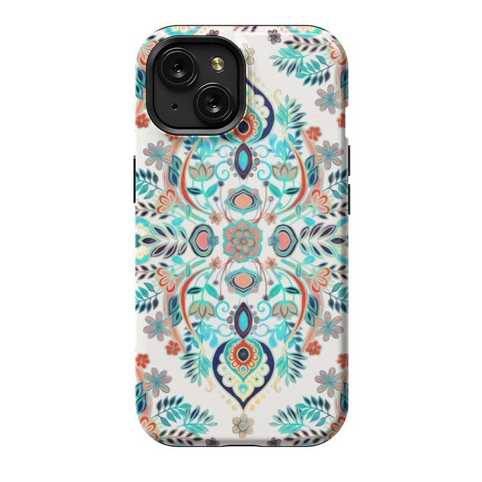 iPhone 15 StrongFit Modern Folk in Jewel Colors by Micklyn Le Feuvre