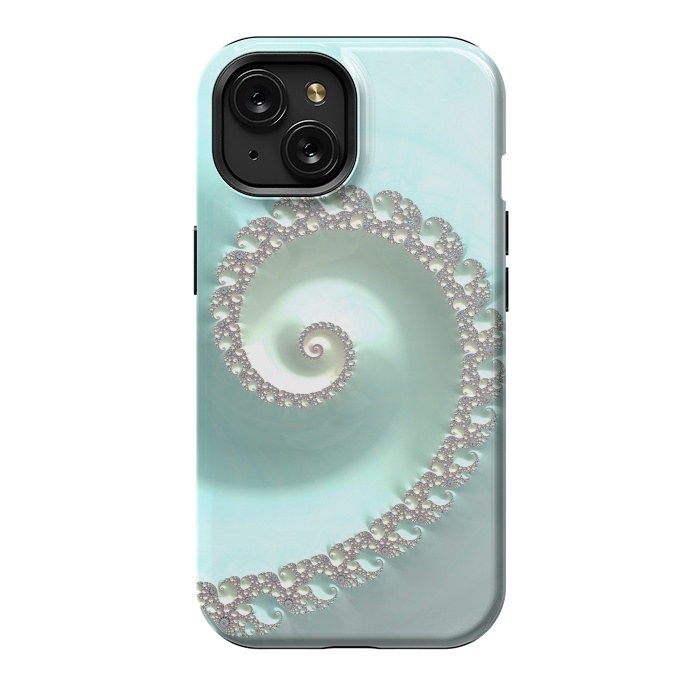 iPhone 15 StrongFit Fantastic Turquoise Fractal by Andrea Haase