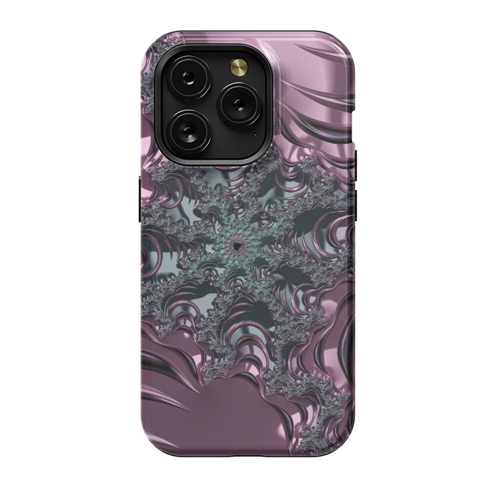iPhone 15 Pro StrongFit Shiny Pink Green Fractal Design by Andrea Haase