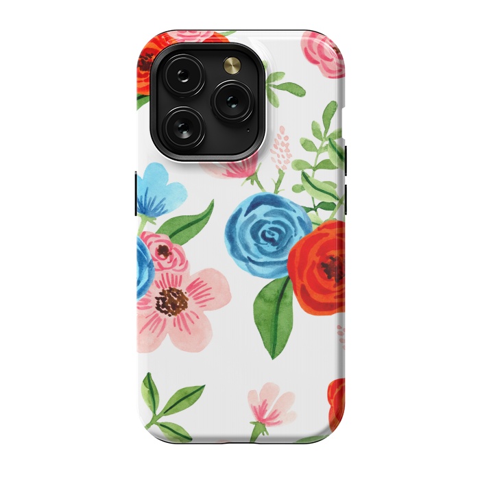 iPhone 15 Pro StrongFit White Ditsy Block Floral Garden Print by Becky Starsmore