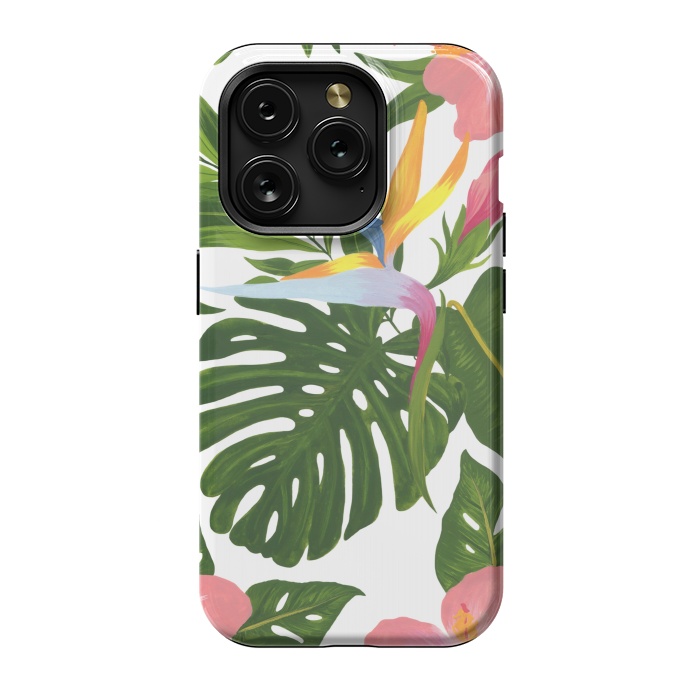 iPhone 15 Pro StrongFit Bird Of Paradise Jungle Floral Print by Becky Starsmore