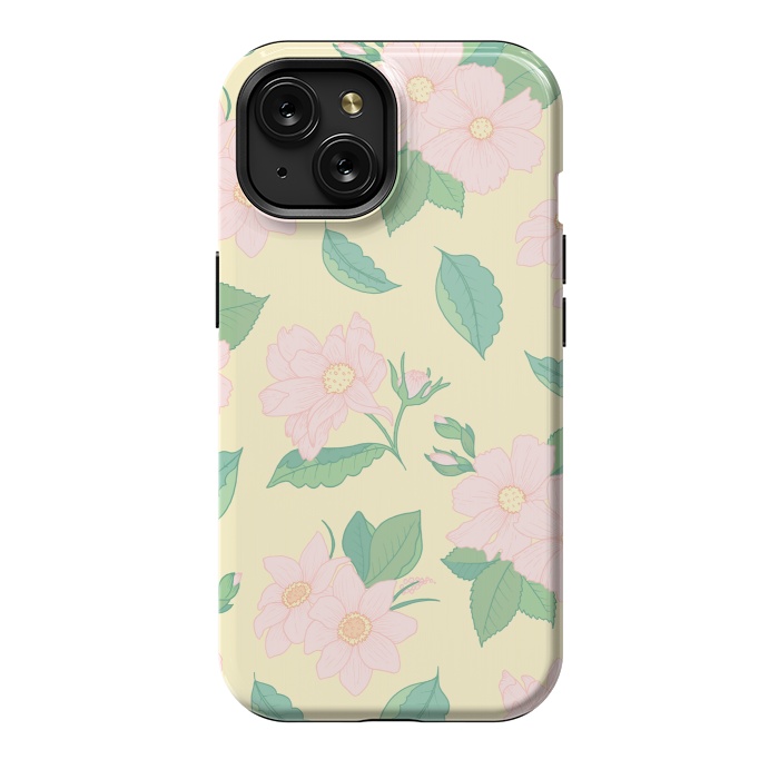 iPhone 15 StrongFit Yellow Pastel Floral Print by Becky Starsmore