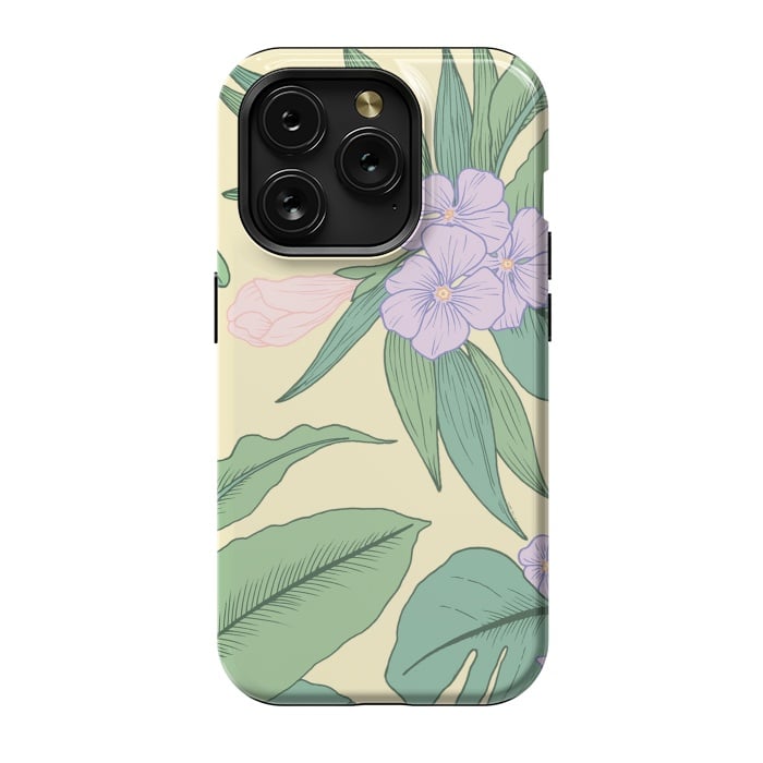 iPhone 15 Pro StrongFit Yellow Tropical Floral Print by Becky Starsmore