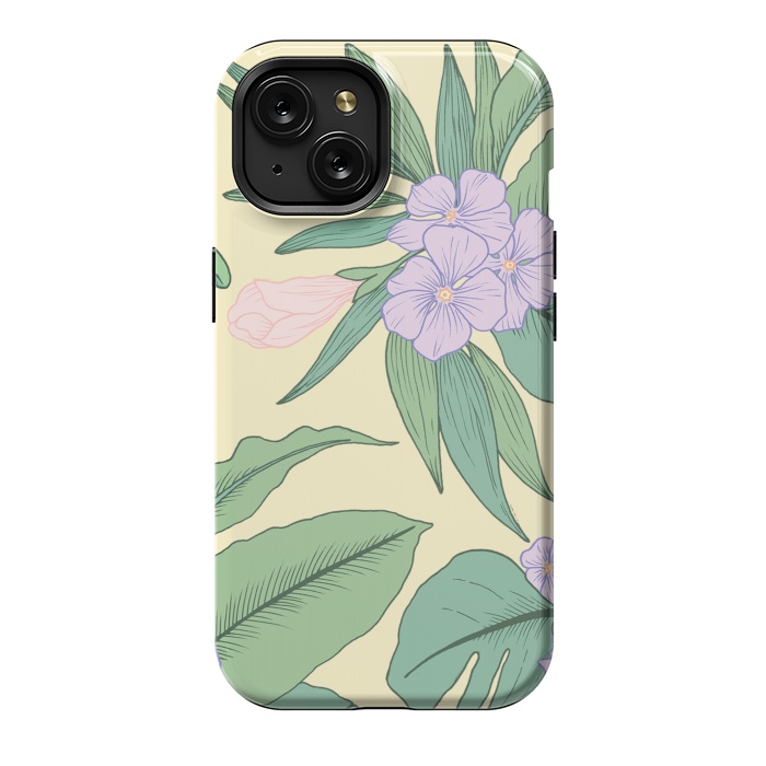 iPhone 15 StrongFit Yellow Tropical Floral Print by Becky Starsmore