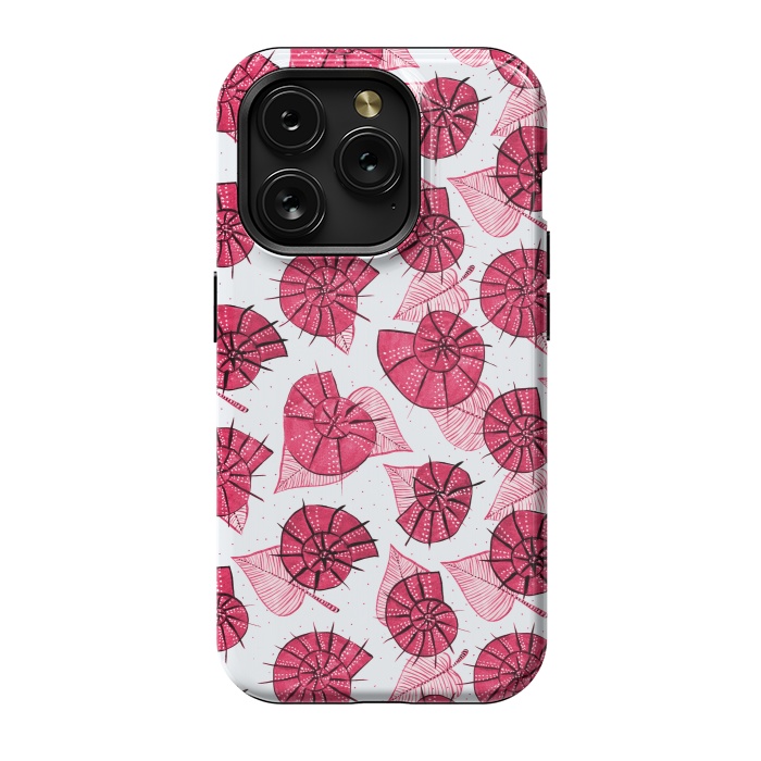 iPhone 15 Pro StrongFit Pink Snails And LeavesPattern by Boriana Giormova