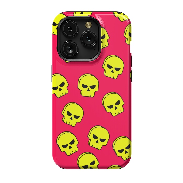 iPhone 15 Pro StrongFit yellow skull pattern by MALLIKA