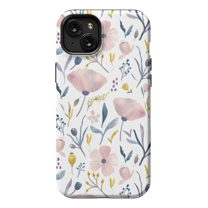 iPhone 15 Plus StrongFit Delicate Pastel Floral by Noonday Design