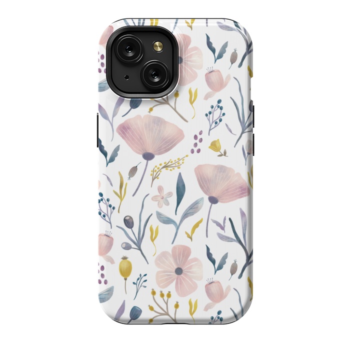 iPhone 15 StrongFit Delicate Pastel Floral by Noonday Design
