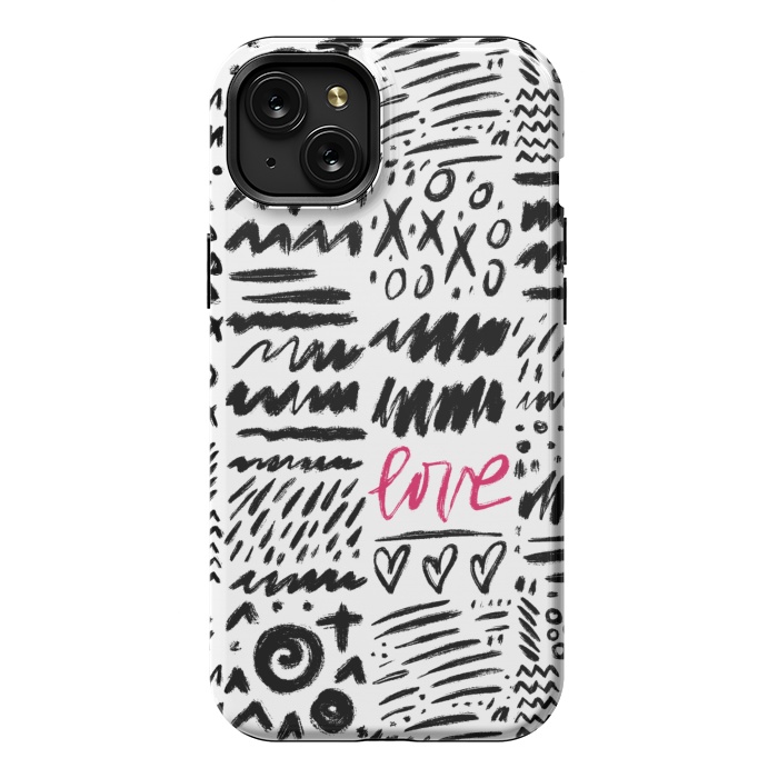 iPhone 15 Plus StrongFit Love Scribbles by Noonday Design