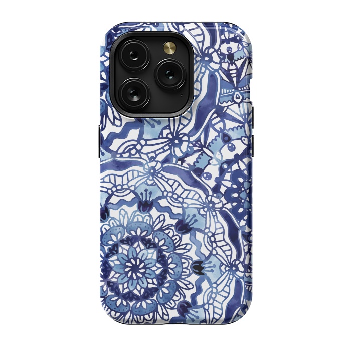 iPhone 15 Pro StrongFit Delft Blue Mandalas by Noonday Design