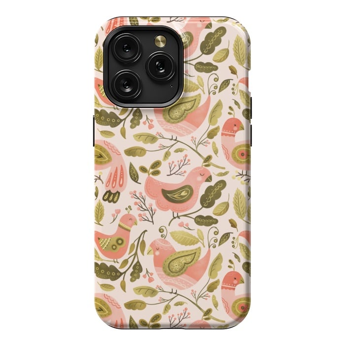 iPhone 15 Pro Max StrongFit Peachy Keen Birds by Noonday Design