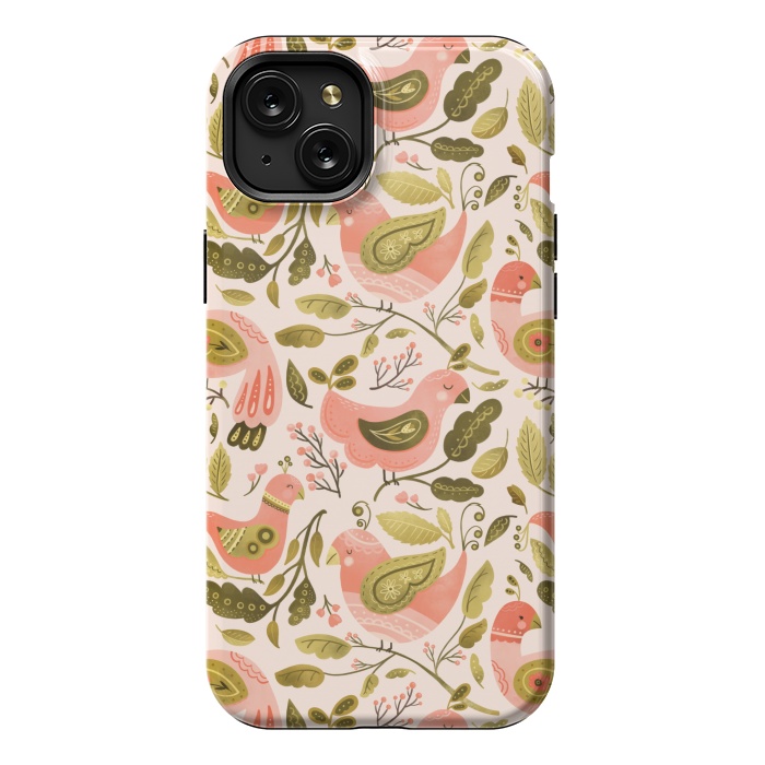 iPhone 15 Plus StrongFit Peachy Keen Birds by Noonday Design