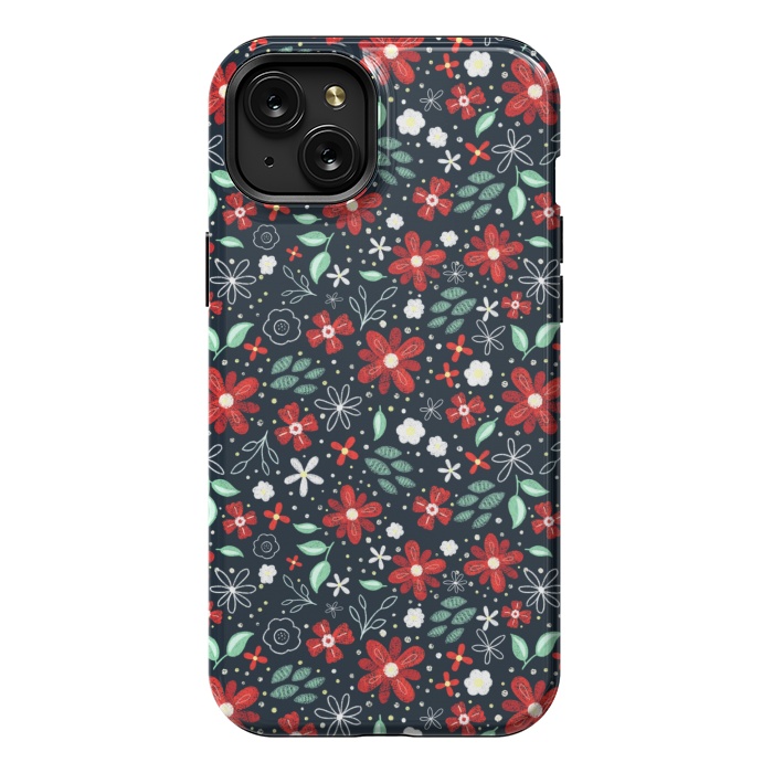 iPhone 15 Plus StrongFit Little Christmas Flowers by Noonday Design