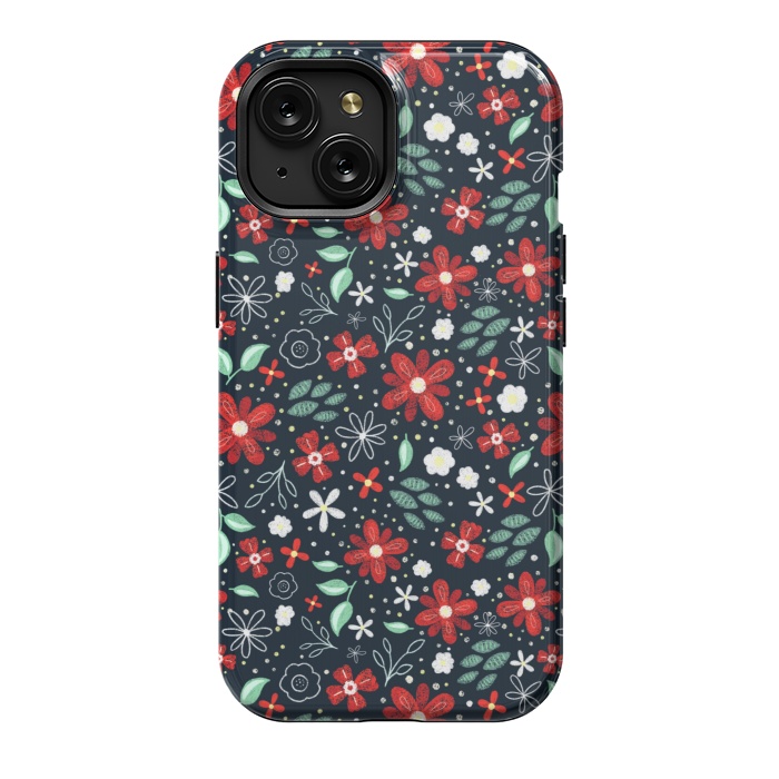 iPhone 15 StrongFit Little Christmas Flowers by Noonday Design