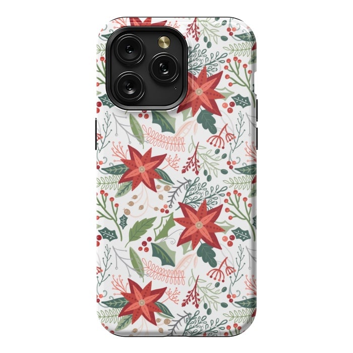 iPhone 15 Pro Max StrongFit Festive Poinsettias by Noonday Design
