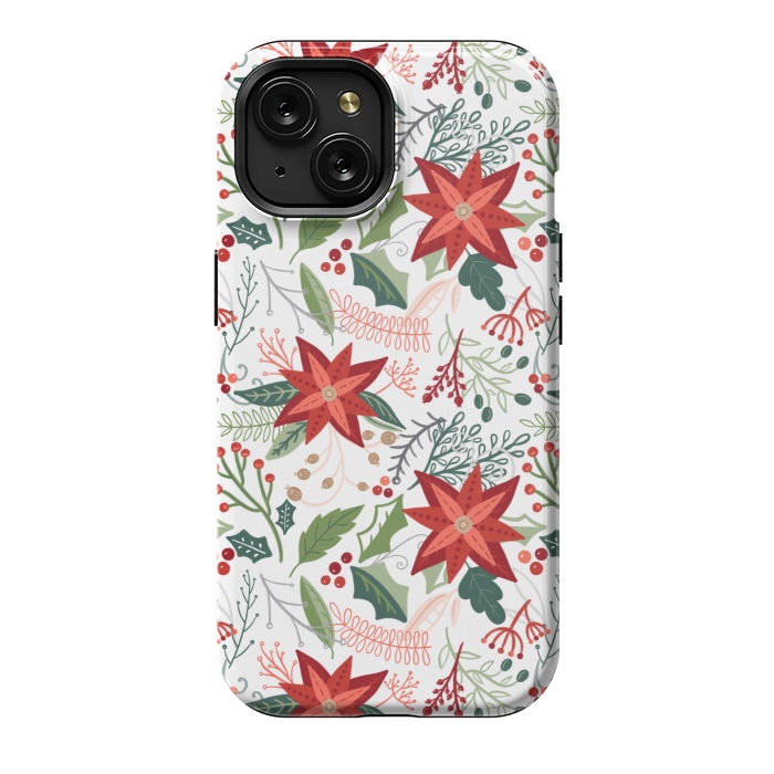 iPhone 15 StrongFit Festive Poinsettias by Noonday Design
