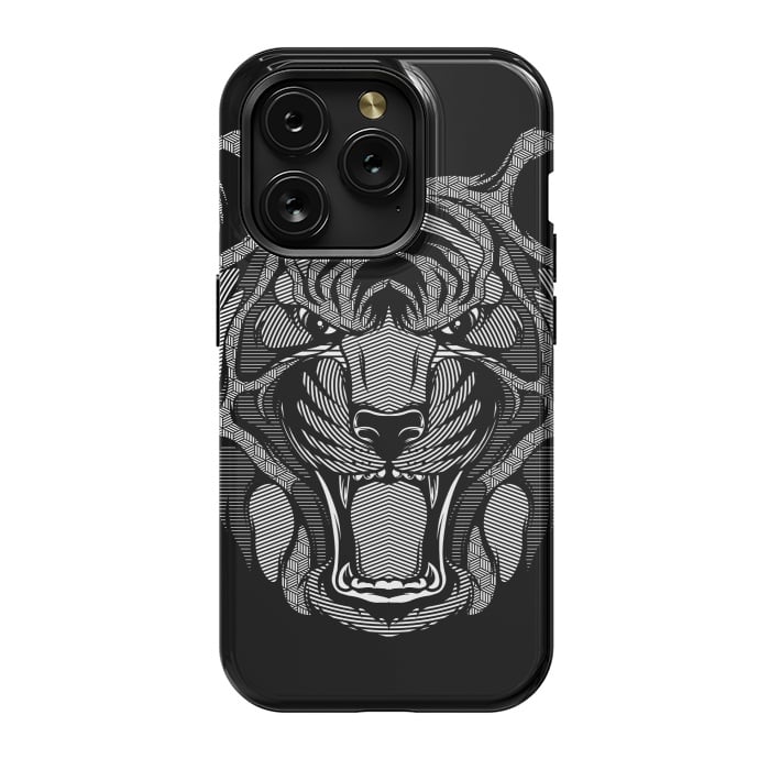 iPhone 15 Pro StrongFit Tiger Zentangle by Afif Quilimo