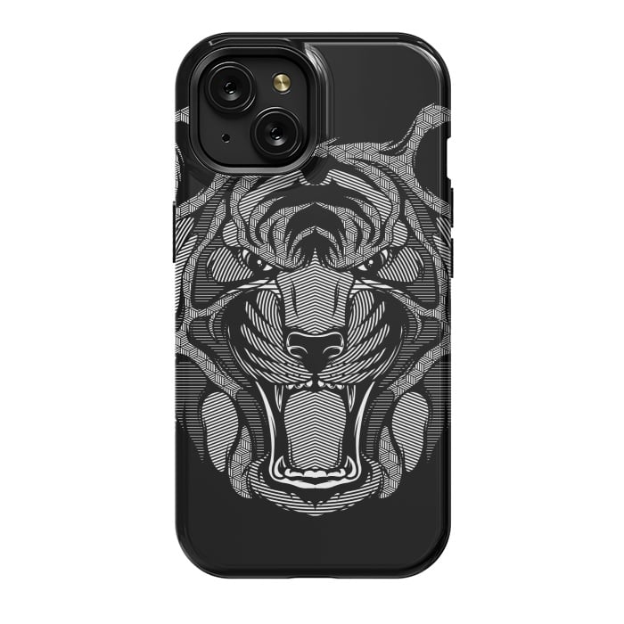 iPhone 15 StrongFit Tiger Zentangle by Afif Quilimo