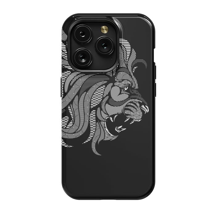 iPhone 15 Pro StrongFit Lion Zentangle by Afif Quilimo