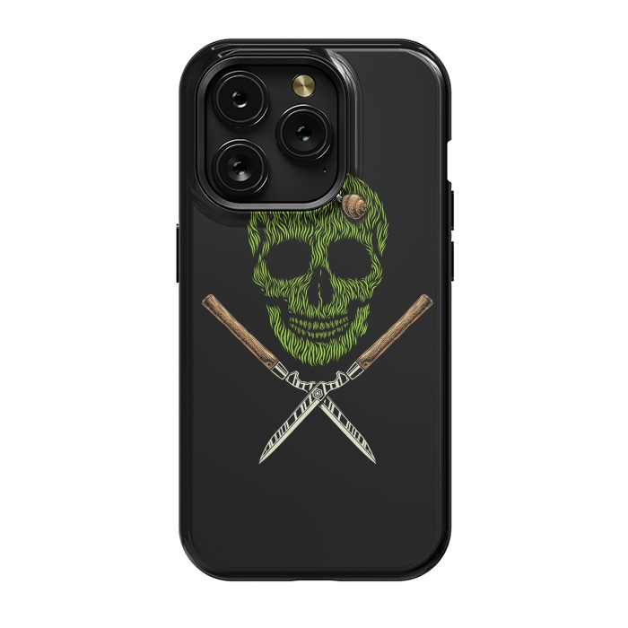 iPhone 15 Pro StrongFit Skull Grass by Afif Quilimo