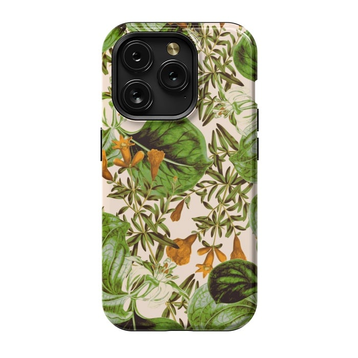 iPhone 15 Pro StrongFit Orange Floral Botanic by Zala Farah