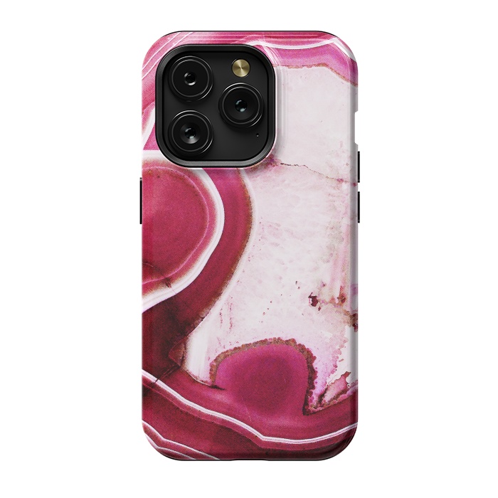 iPhone 15 Pro StrongFit Vibrant pink agate marble by Oana 