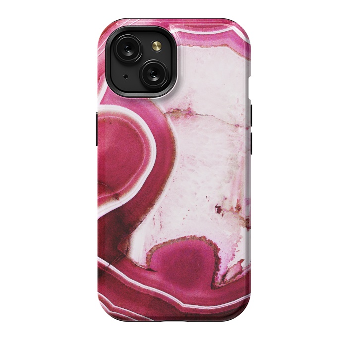 iPhone 15 StrongFit Vibrant pink agate marble by Oana 