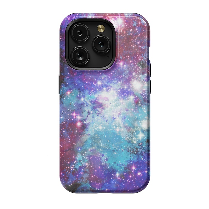 iPhone 15 Pro StrongFit Blue purple galaxy space night stars by Oana 