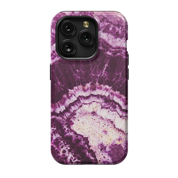 iPhone 15 Pro StrongFit Dark magenta pink precious marble stripes by Oana 