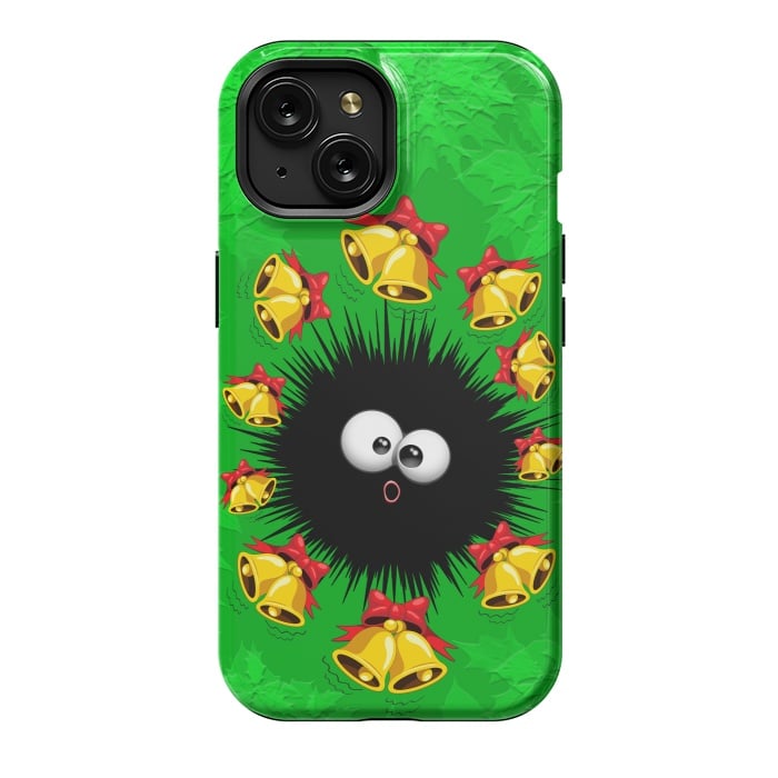 iPhone 15 StrongFit Fuzzy Funny Christmas Sea Urchin Character by BluedarkArt