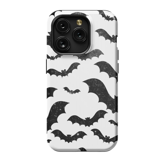 iPhone 15 Pro StrongFit Black starry night sky bats - Halloween by Oana 