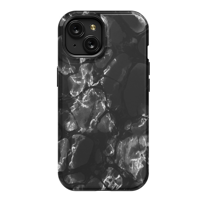 iPhone 15 StrongFit Black marble surface by Oana 