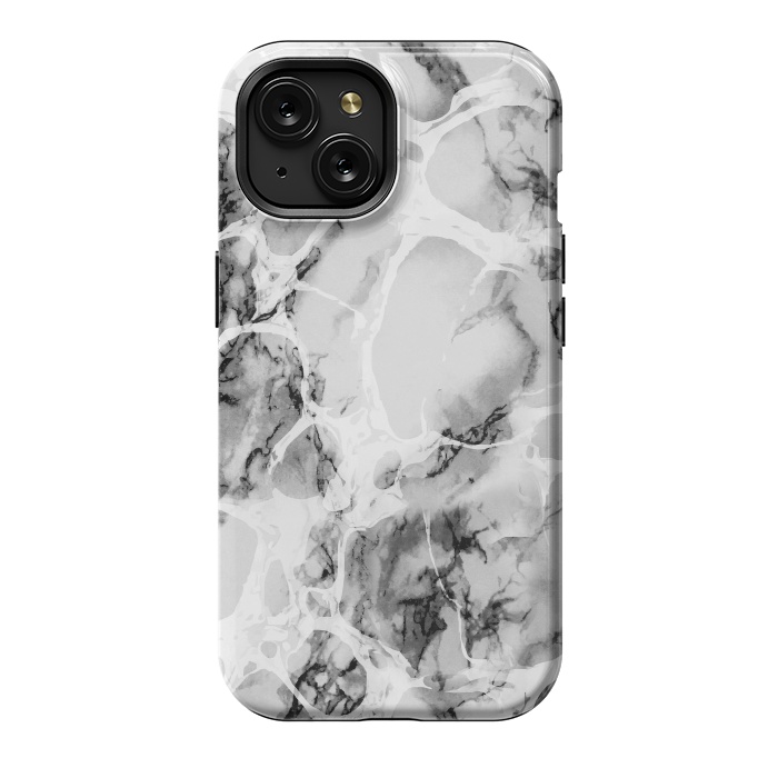 iPhone 15 StrongFit White gray marble artistic texture by Oana 