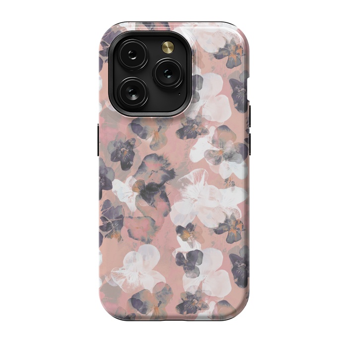 iPhone 15 Pro StrongFit White pink transparent pansy petals painting by Oana 